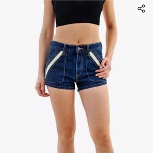 Free People Women's Sweet Surrender Lace Accent High-Rise Jean Shorts